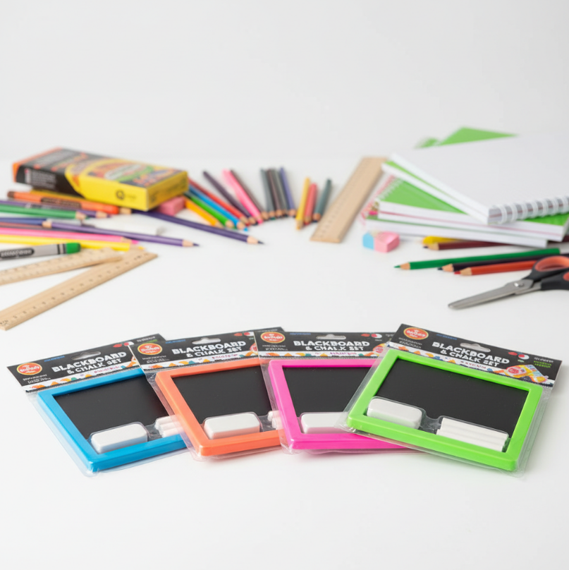 Neon Chalkboard Mini Set – Colorful Kids Drawing & Learning Board with Eraser and Chalk Sticks