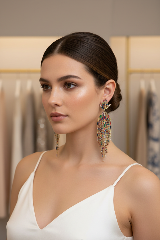 Sass Master Beaded Fringe Earrings – Multicolor Statement Drops for Women’s Boutique Fashion & Party Glam