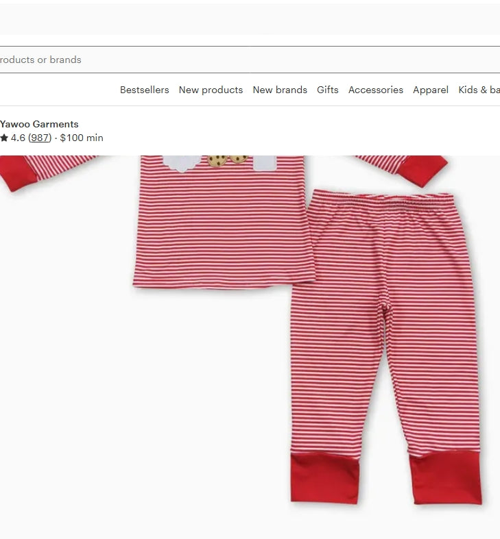 Santa Cookie Milk Embroidery PJ Boys