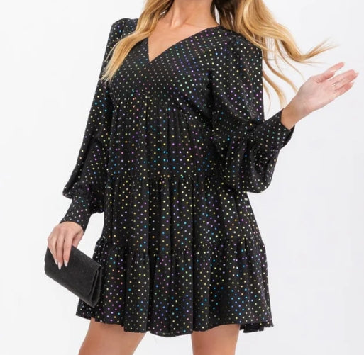 Tiered Multi Polka Dot Mini Dress