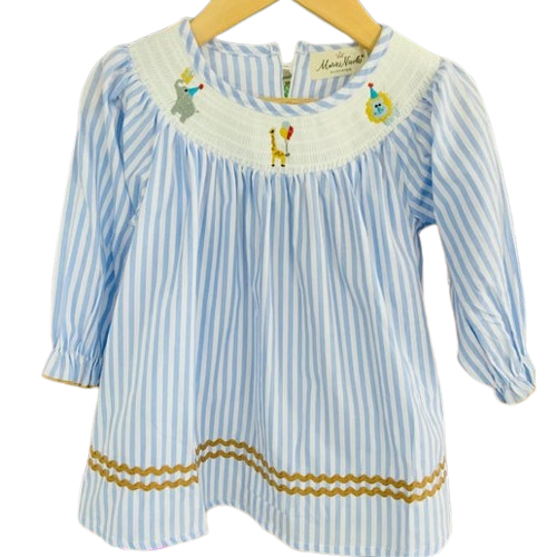 Blue Stripe Smocked circus Dress