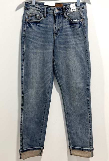 JB High-Rise Cuffed Skinny Jeans – Dark Wash Stretch Denim