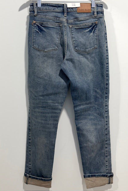 JB High-Rise Cuffed Skinny Jeans – Dark Wash Stretch Denim