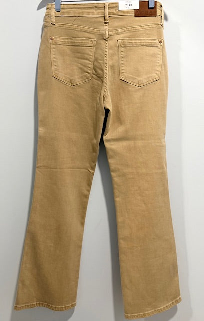 JB High-Rise Flare Jeans – Tan Stretch Denim with Vintage Silhouette