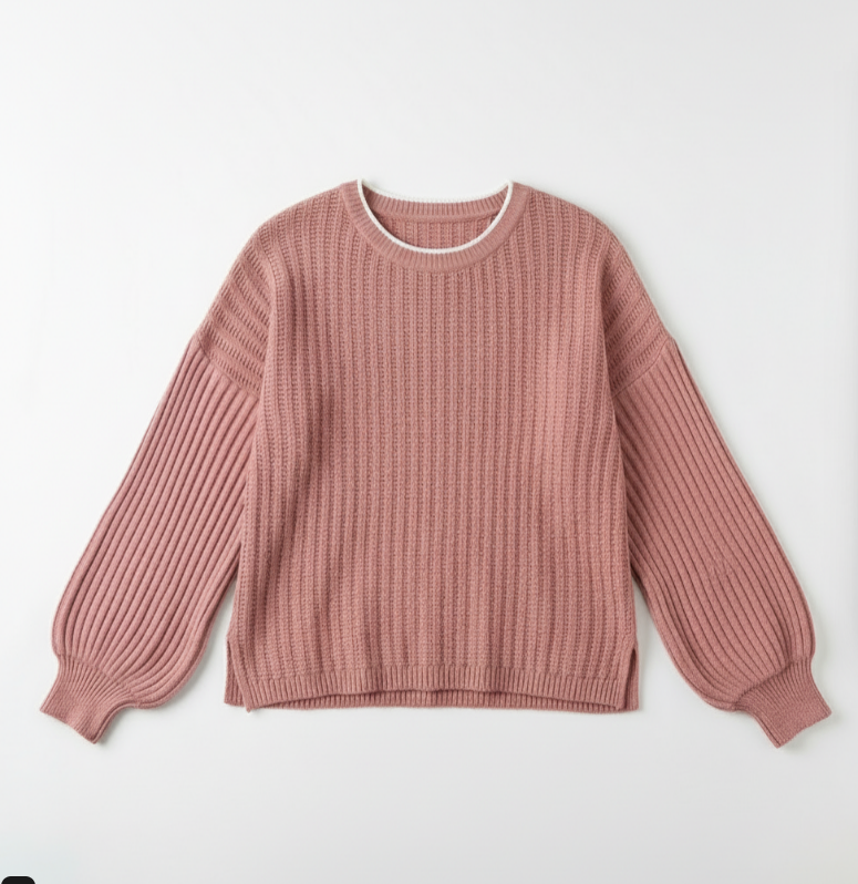 Pink sweater on a white background