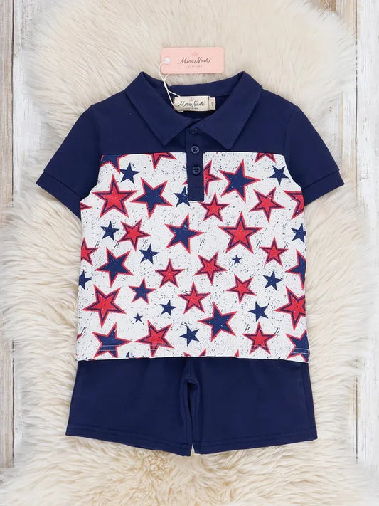 Navy & Red Stars Polo Outfit
