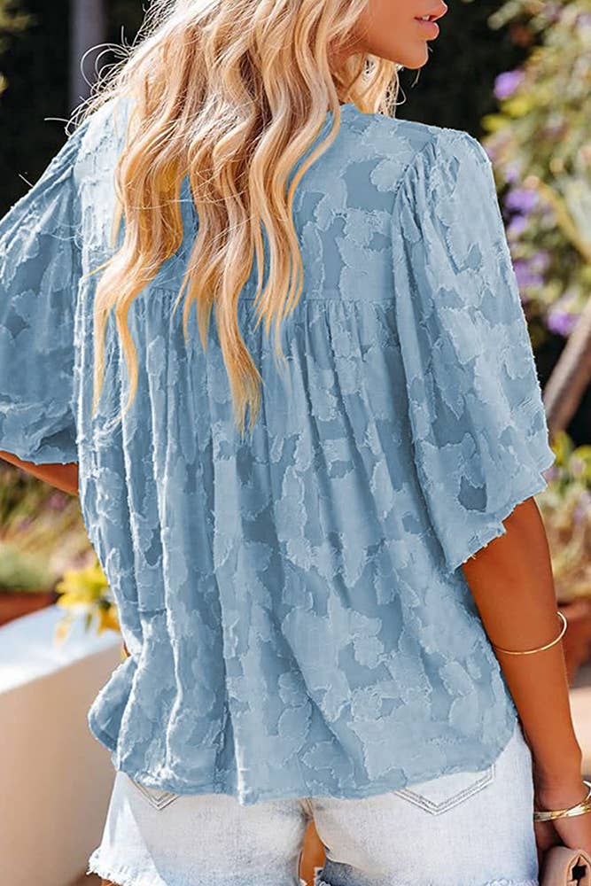 Loose Short Sleeve top : Sky Blue,