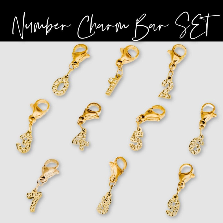 Gold-Plated Charm Bar – Bow, Palm Tree & Dolphin Clip-On Set (PS Collection)