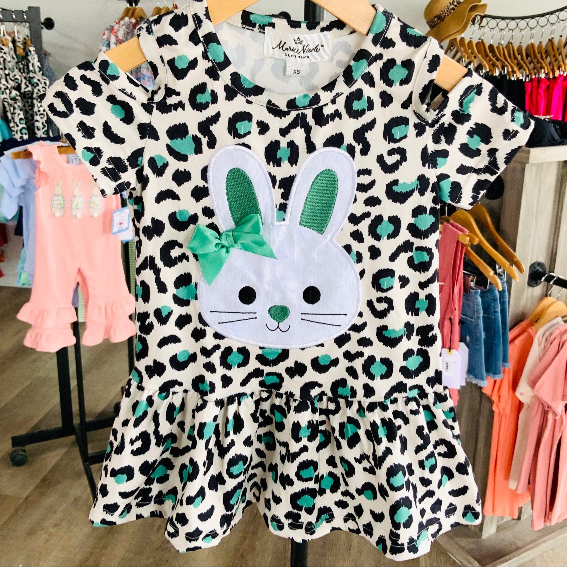 Leopard easter dress Green Sleeveless