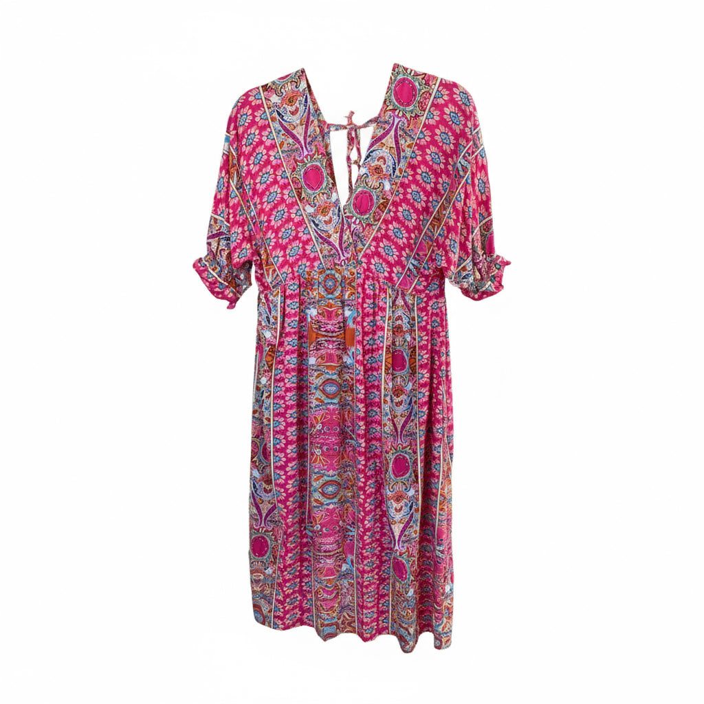 Flirty V - Neck Ruffle Swing Dress