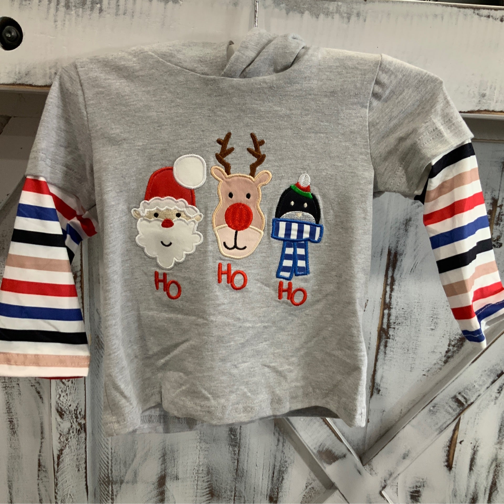 HO HO HO Striped Hoodie