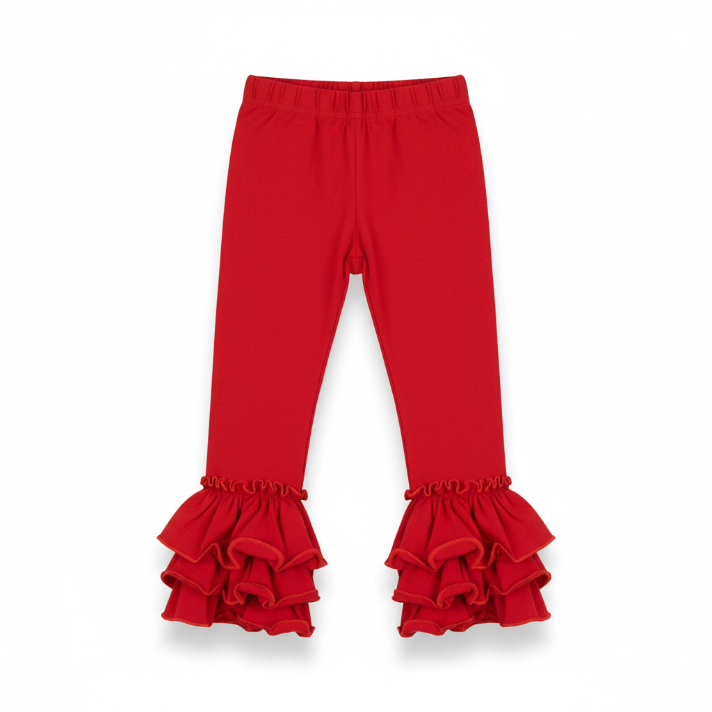 Bell Ruffle Leggings - Red