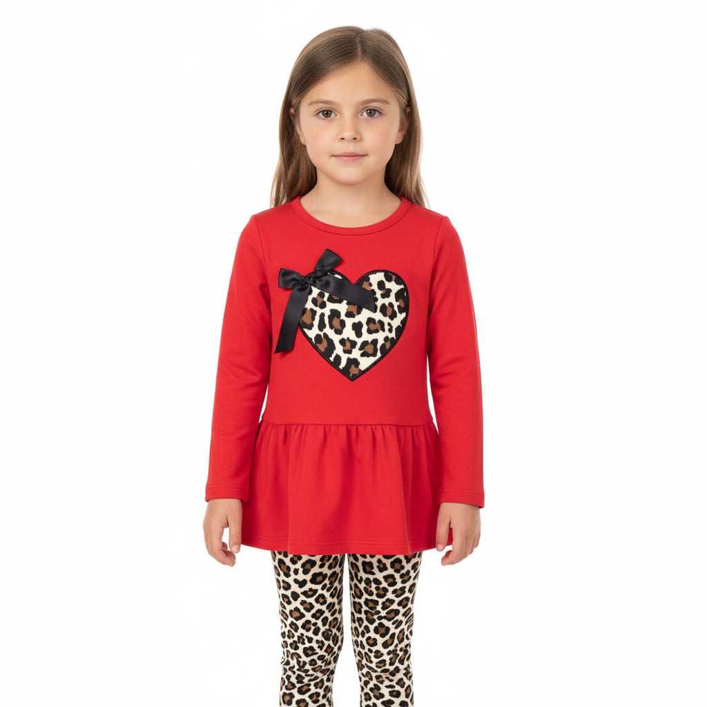 Heart Tunic Leopard leggings outfit