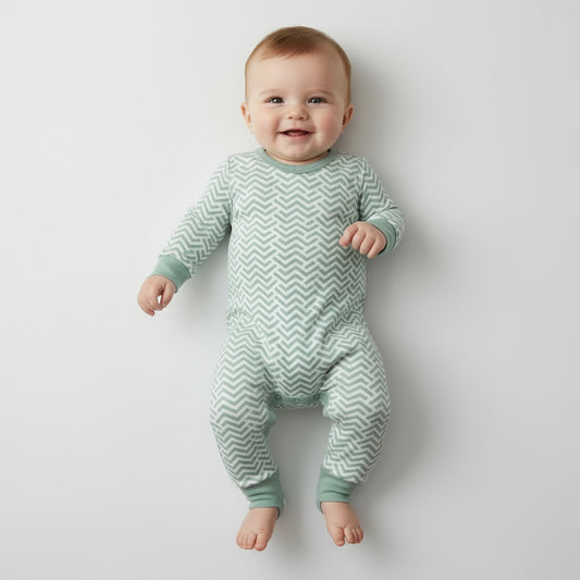 Broken Chevron Stripe Pajamas (Light Sage)