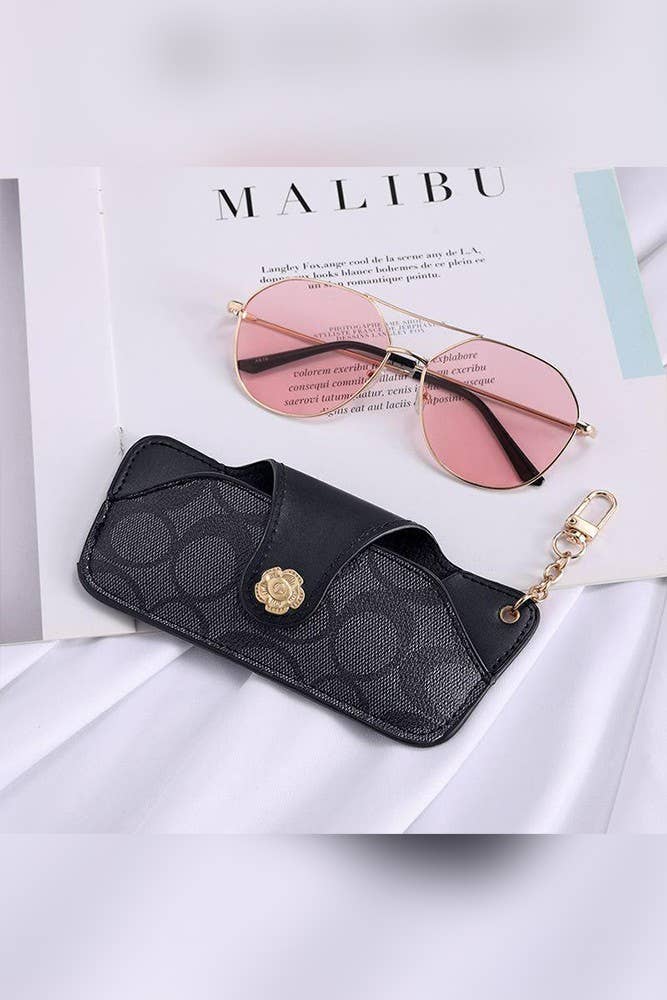 Monogrammed PU Sunglasses Case MOQ 5pcs ZK1357: Black, Black