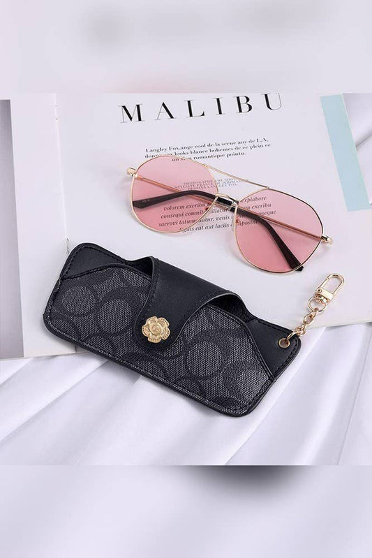 Monogrammed PU Sunglasses Case MOQ 5pcs ZK1357: Black, Black