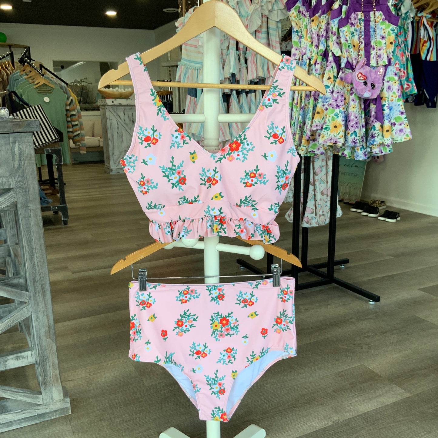 Mom & Me Peach Floral Swimsuit Mom