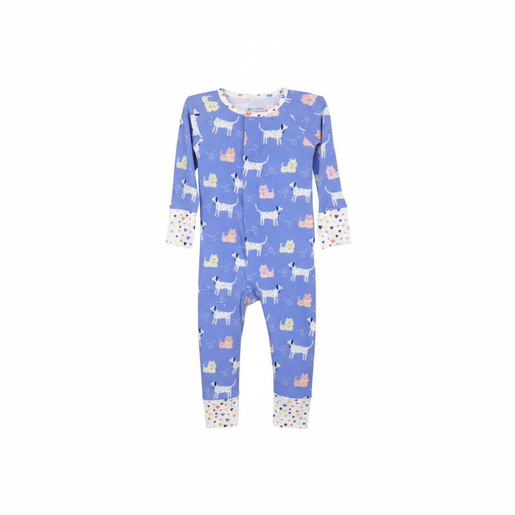 Magnetic Me Leash On Life Footie – Modal Baby Sleeper with Dog & Cat Print + Magnetic Closures