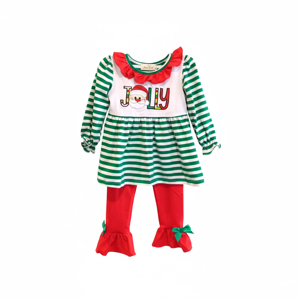 Jolly Santa stripe ruffle outfit