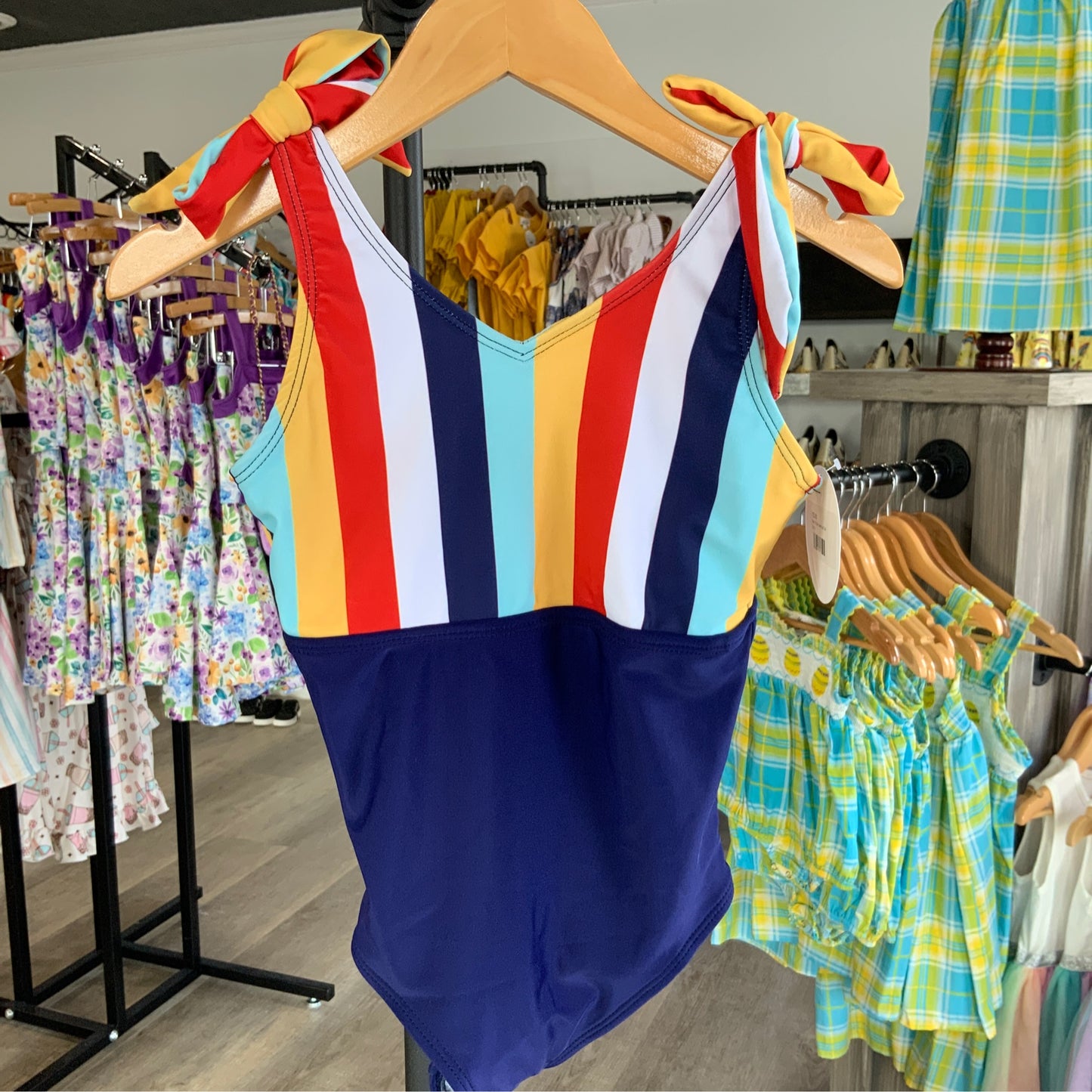 Navy Stripe Swimsuit Girl