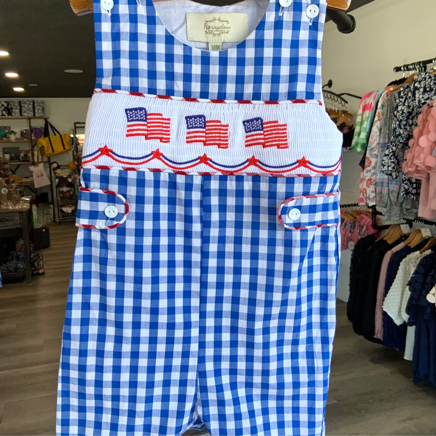 Flag Blue Checked Romper