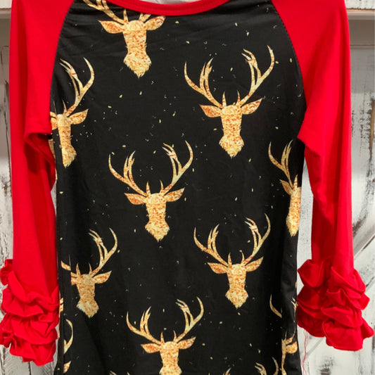 Oh deer red ruffle shirt