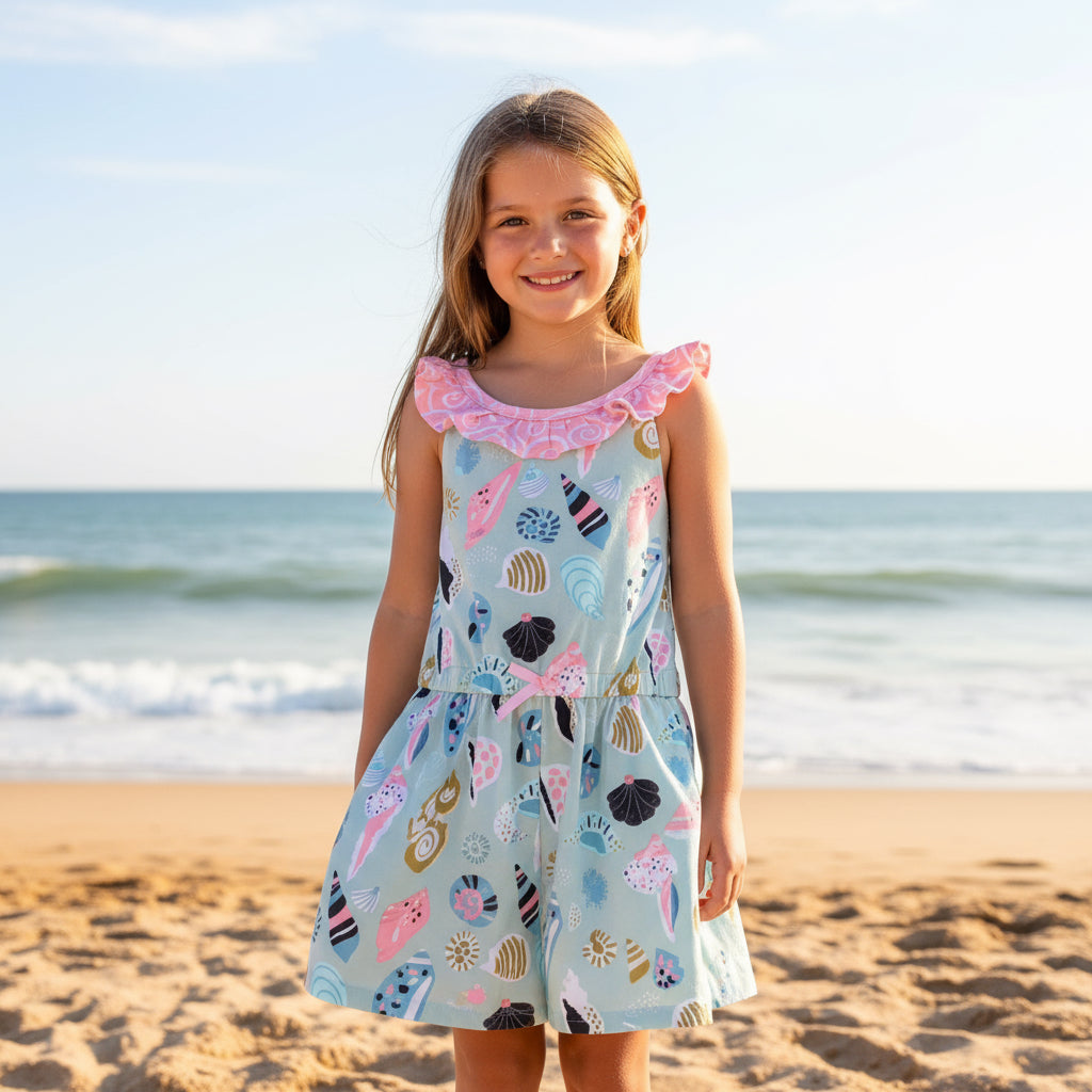 Pink Seashell Beach Jumpsuit Shorts