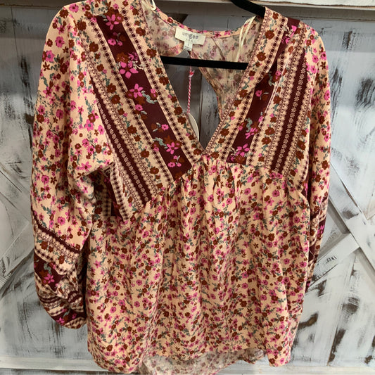 Mixed Floral LS Baby doll top