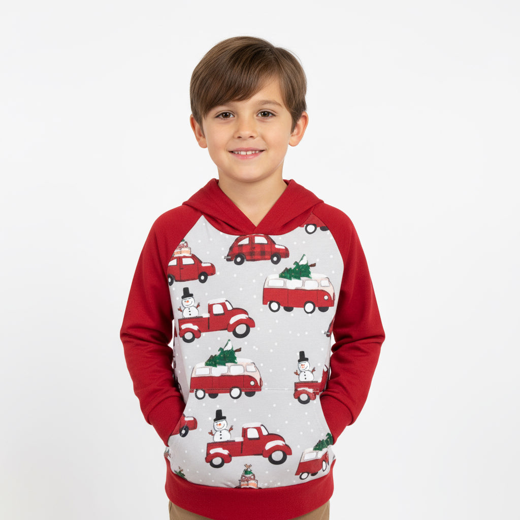 Red Gray Holiday Tree Car Hoddie