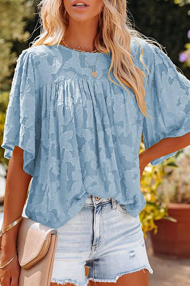 Loose Short Sleeve top : Sky Blue,
