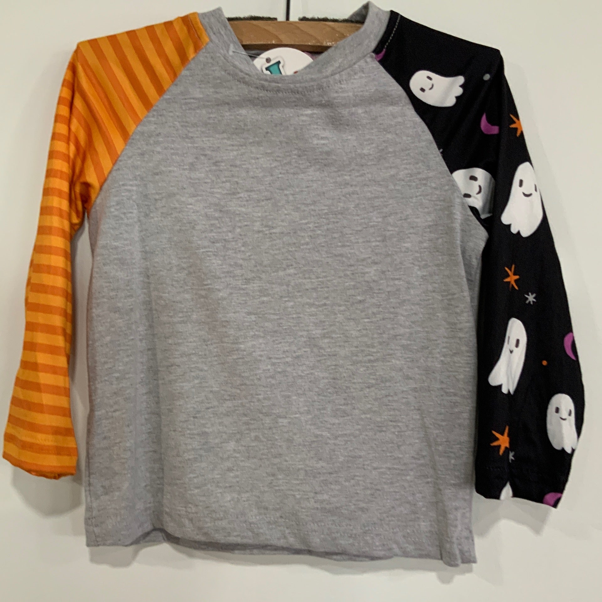 P & L Gray Ghost & Stripe Sleeve Shirt