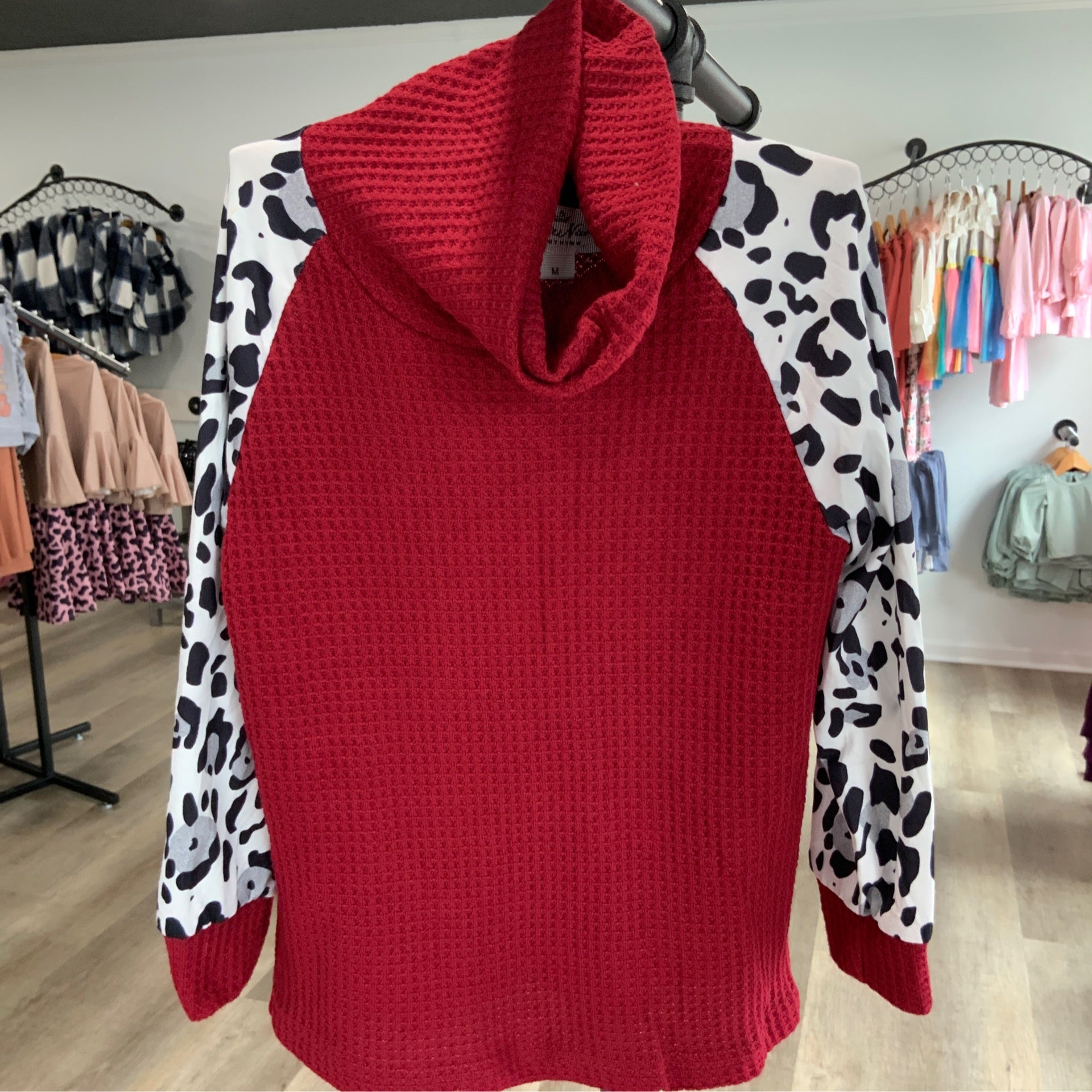 Burgandy Snow Leopard Shirt