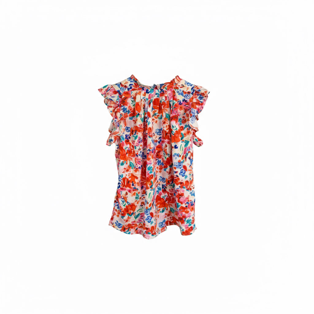 Frilled Neck Pleated Boho Top