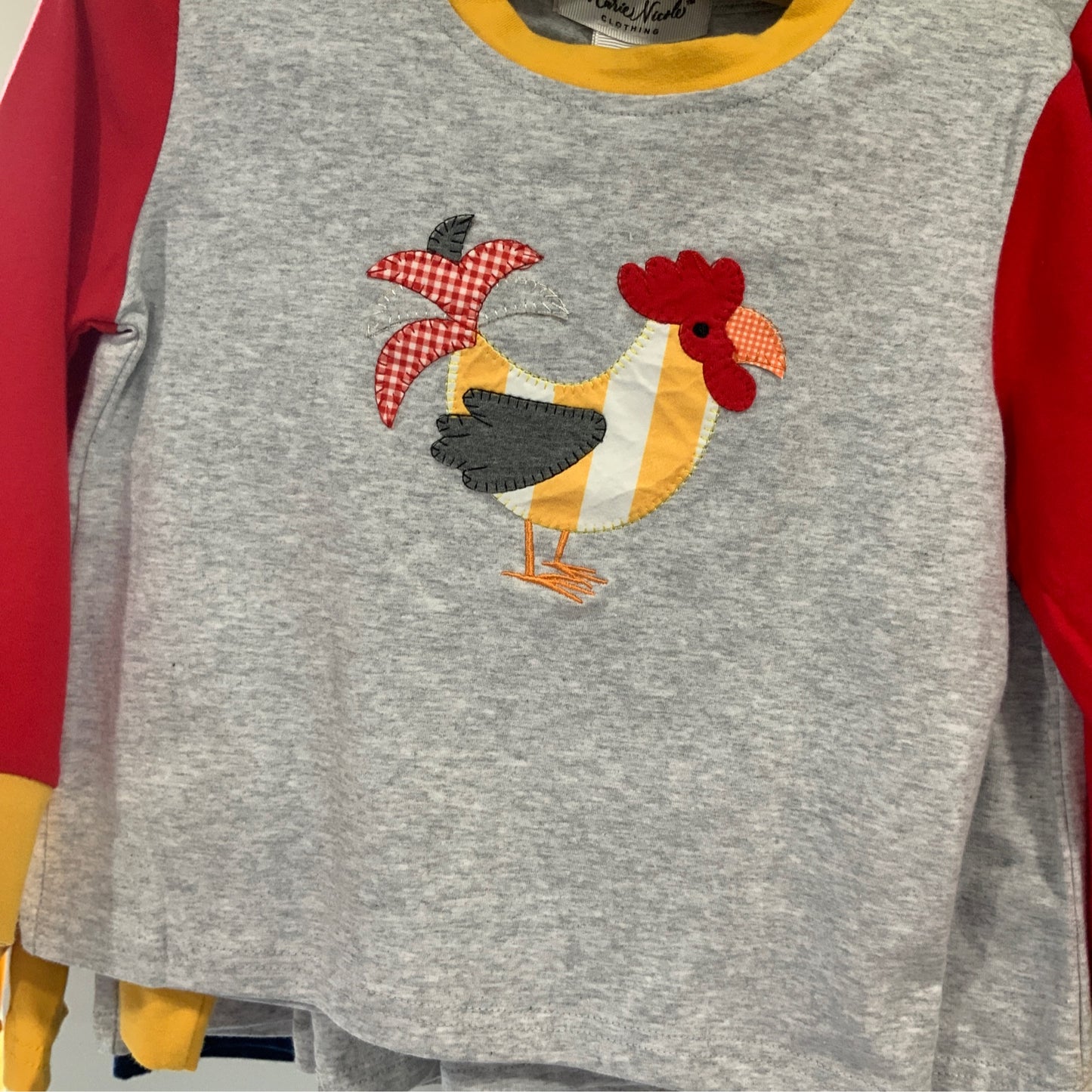 Gray & Red Rooster Raglan
