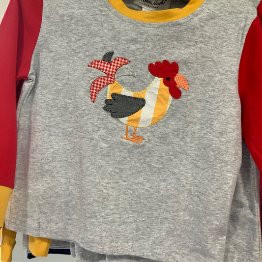 Gray & Red Rooster Raglan
