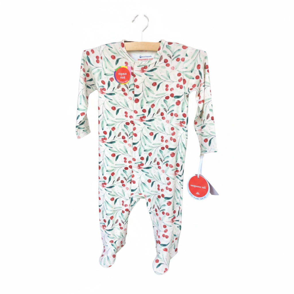 Magnetic Me Kiss Me Baby Footie – Holiday Berry Print Modal Sleeper with Magnetic Closures