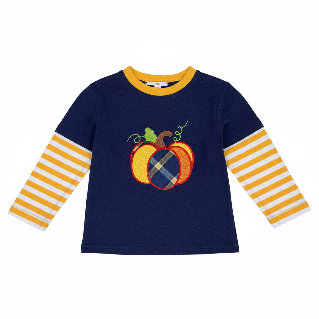 Navy Pumpkin Stripe Shirt