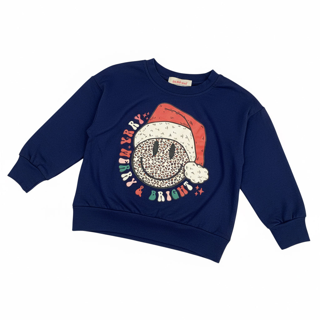 Mom/Me Blue "Merry&Bright" Crew Neck (Kids)