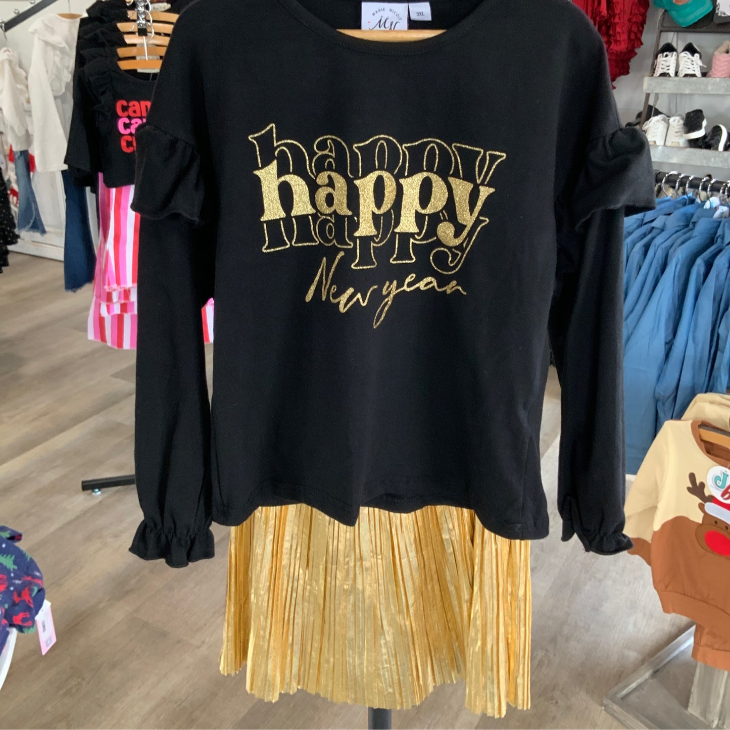 Gold Happy New Year Skirt Outfit