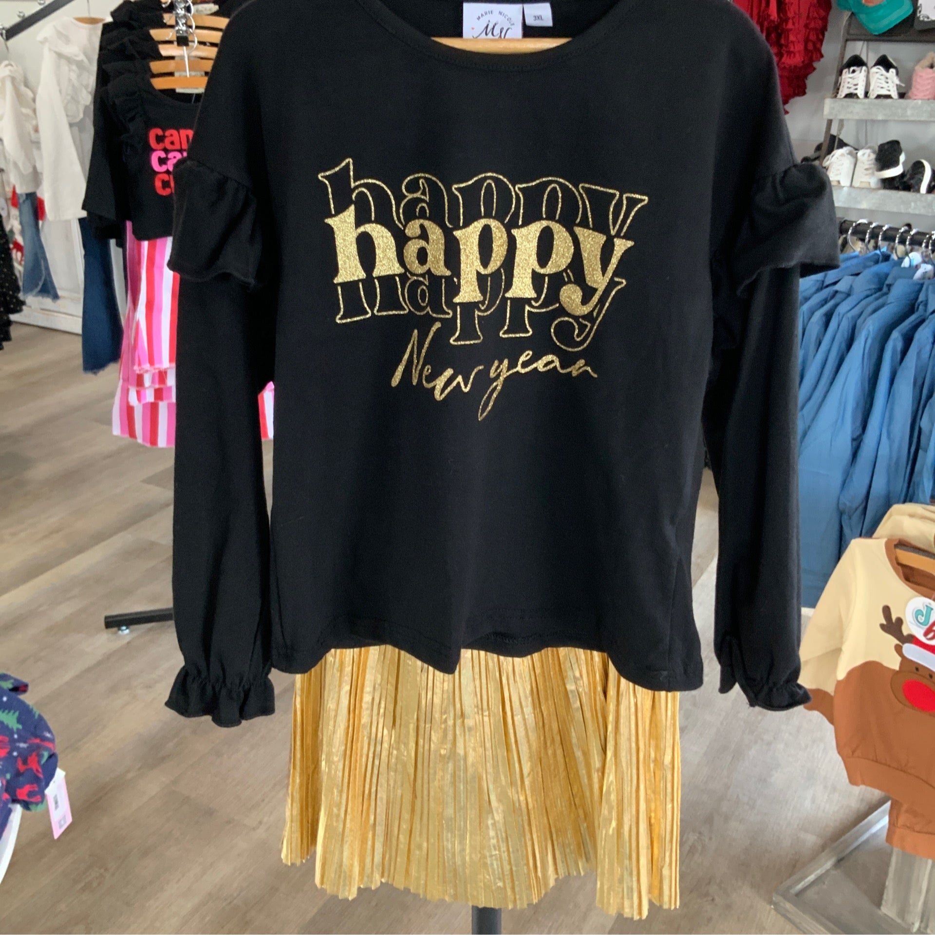 Gold Happy New Year Skirt Outfit