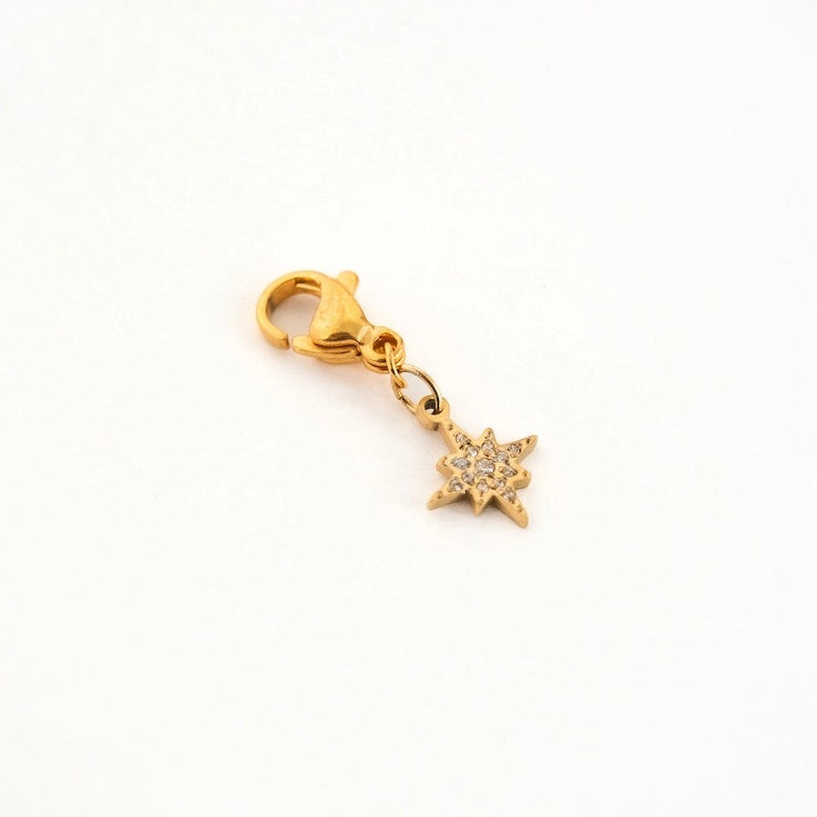 Gold-Plated Charm Bar – Bow, Palm Tree & Dolphin Clip-On Set (PS Collection)