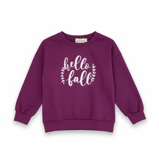 Hello Fall Plum Crewneck Mom & Me