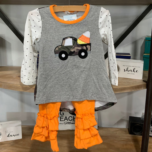 Candy corn camo truck outfit