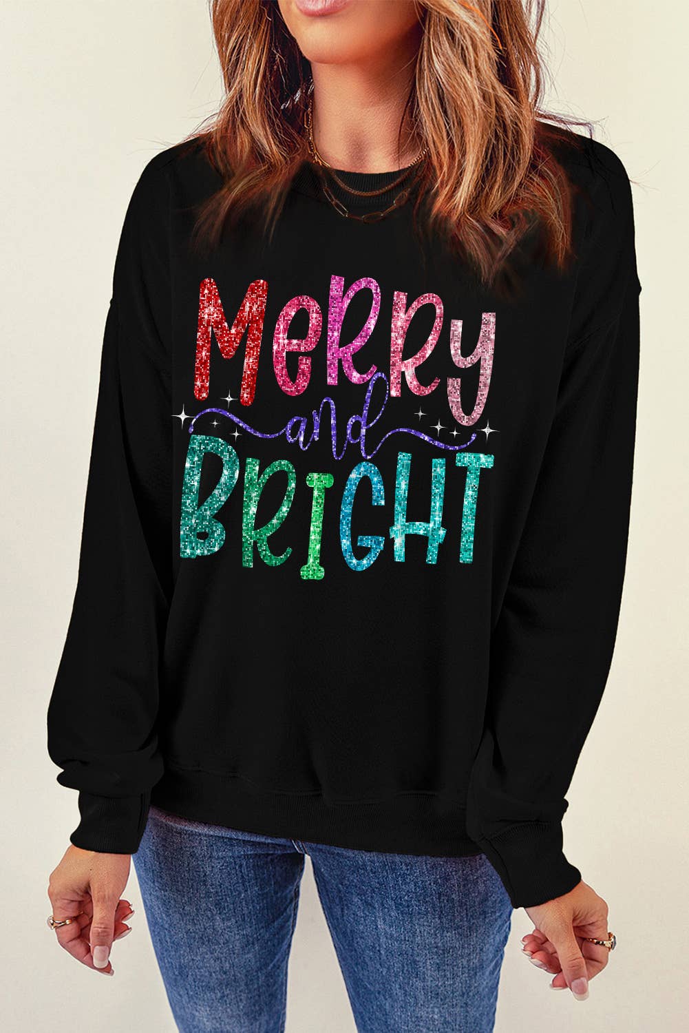 Merry & Bright Graphic Christmas Sweatshirt