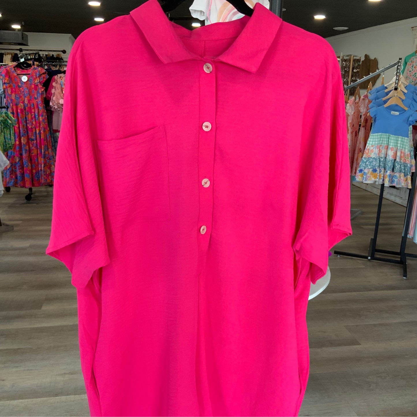 Half Button Collared Loose Romper