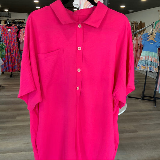 Half Button Collared Loose Romper