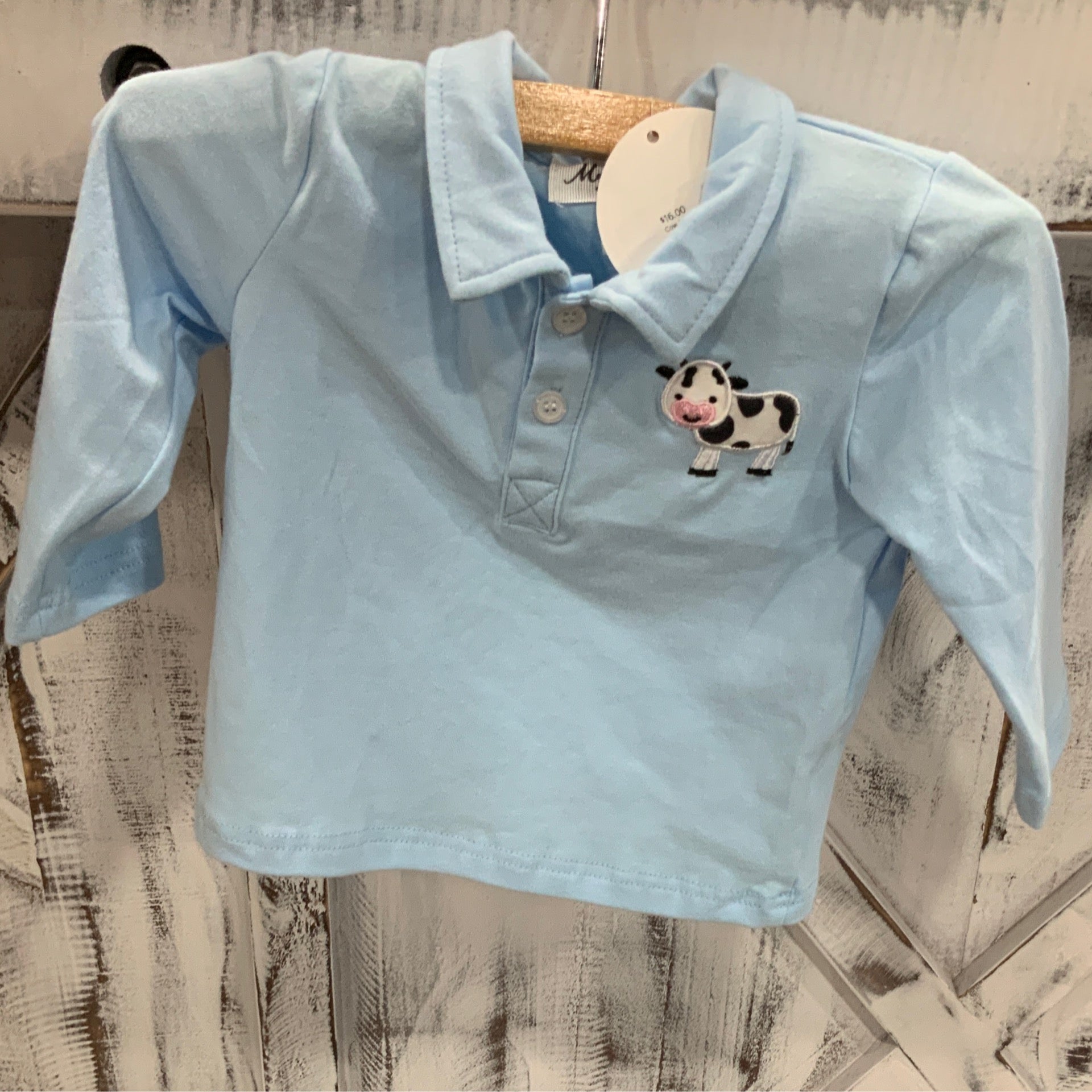 Cow LS Polo Baby Blue
