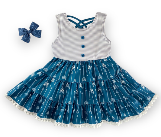 Striped Arrows Dress with Matching Bow