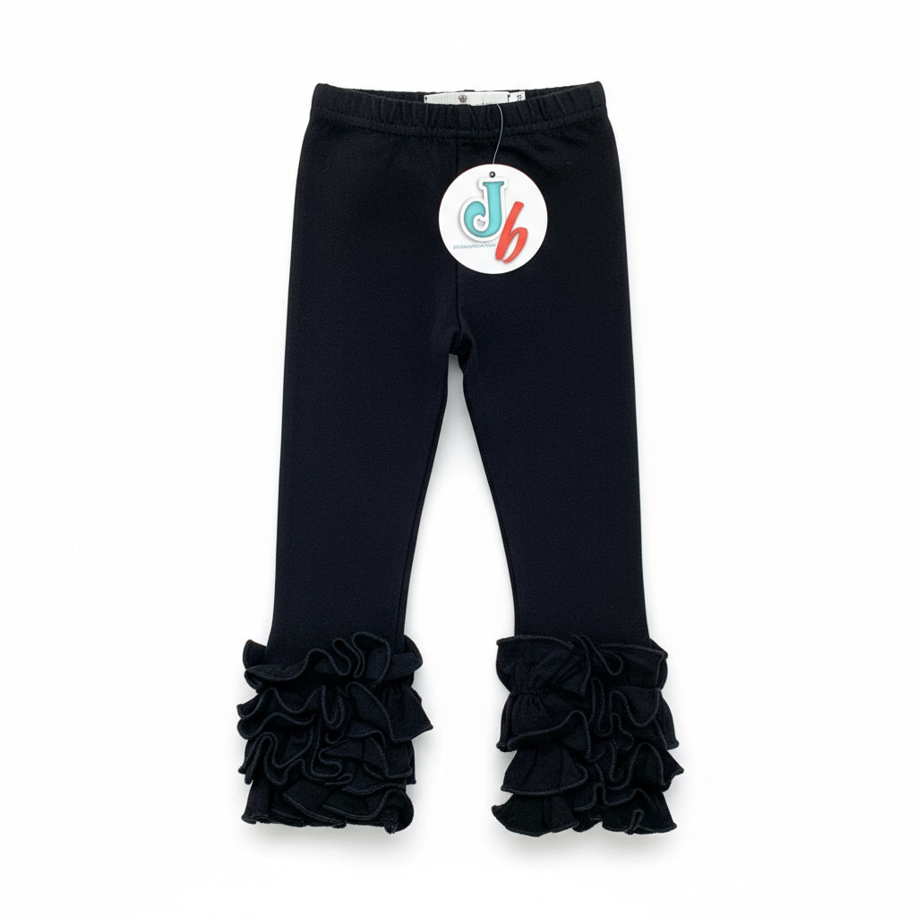 Cotton Icing Ruffle Leggings - Black