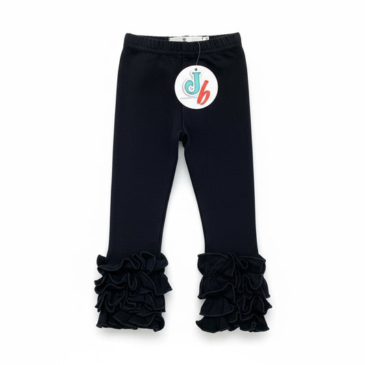 Cotton Icing Ruffle Leggings - Black